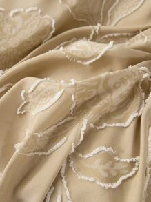 Flower Decor Duvet Cover Set Without Filler - Camel - View 6