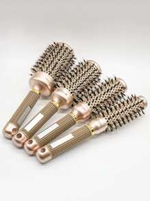 4 件圆形发刷套装，铝制易导热，用于吹干造型和头发的发刷，适合所有类型的头发，梳妆台发梳，男女皆宜的发刷套装