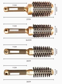 4 件圆形发刷套装，铝制易导热，用于吹干造型和头发的发刷，适合所有类型的头发，梳妆台发梳，男女皆宜的发刷套装
