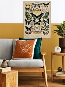 蝴蝶印花挂毯，现代动物图案亚麻家居装饰挂布，房间旗帜，房间装饰，挂毯，墙壁装饰，墙壁艺术，房间用品，房间旗帜，挂毯，墙壁挂毯 - 彩色 - 查看 4