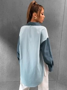 SHEIN Unity Drop Shoulder Colourblock Graphic Flap Pocket Blouse - Multicolor - View 2