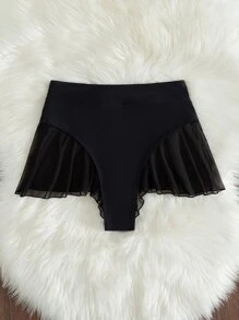 Summer Beach Ruffle Hem Bikini Skort - Black - View 6