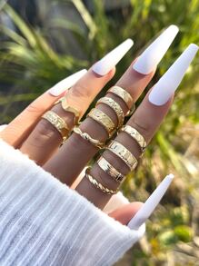 10 piezas Anillo metálico con textura