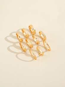 10 piezas Anillo metálico con textura