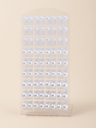 36 Pairs Assorted Size Colorful Faux Pearl Stud Earrings, Fashion Jewelry For Wedding And Valentine's Day (Light Surface Defects Are Normal, Shipped In Bulk Without The Earring Display Plastic Board Shown In The Image)