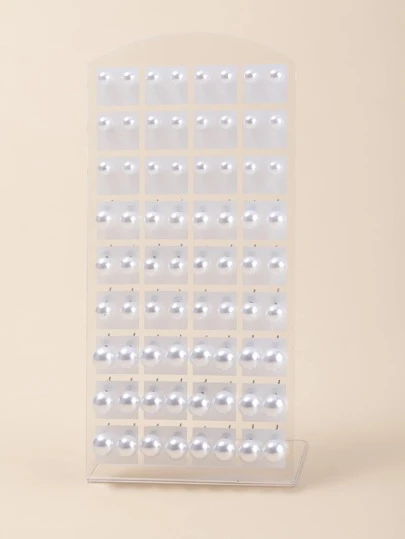 36 Cặp Hoa tai đinh tán ngọc trai giả nhiều màu sắc đủ kích cỡ, Trang sức thời trang cho đám cưới và ngày lễ tình nhân (Lỗi bề mặt nhẹ là bình thường, được vận chuyển số lượng lớn mà không có bảng nhựa trưng bày hoa tai như trong hình)