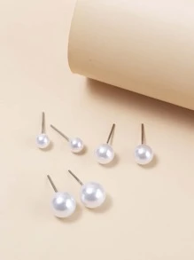 36 par olika storlekar färgglada faux pärlor örhängen, modesmycken för bröllop och alla hjärtans dag (Lätta ytdefekter är normala, skickas i bulk utan örhängedisplayen plastskiva som visas på bilden) - Vitt - Visa 4