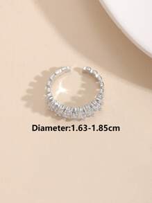 Anillo abierto con diseño de zirconia cúbica - Plateado - Ver 4