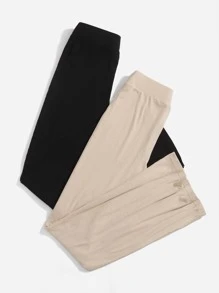 SHEIN Essnce 2 pantalones de cintura alta con pierna de campana - Multicolor - Ver 3