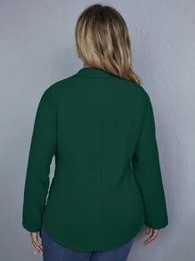 SHEIN Clasi Hơn Áo sơ mi Tie Trước Chất rắn - Màu xanh lá cây đậm - Xem 2