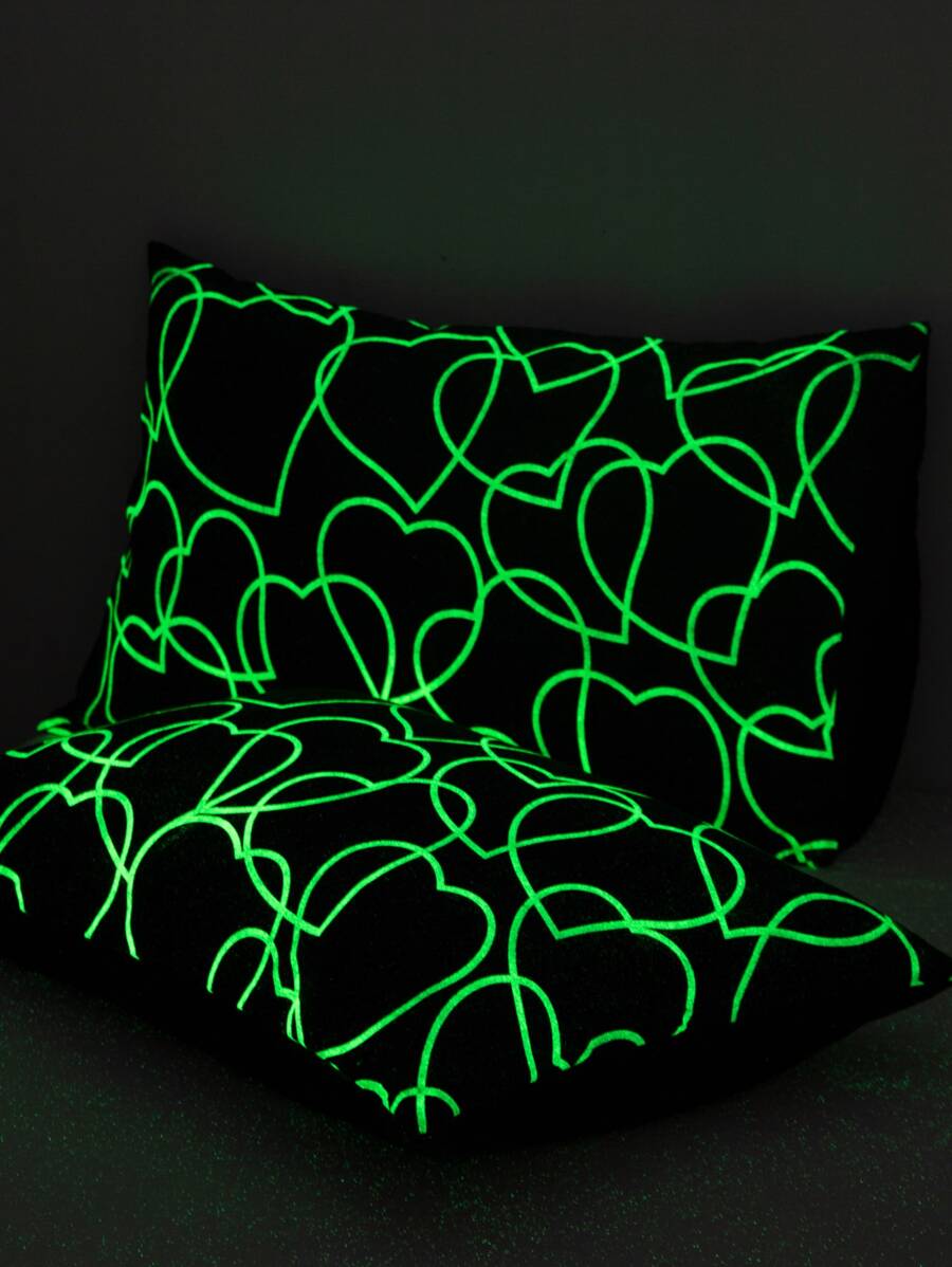 1 cặp hình trái tim In phát sáng trong áo gối tối mà không cần chất độn - Nhiều màu - Xem 1