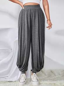 Mulvari Quần nữ Xù màu trơn Giải trí - Màu xám đen - Xem 1