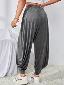 Mulvari Quần nữ Xù màu trơn Giải trí - Màu xám đen - Xem 2