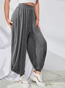 Mulvari Quần nữ Xù màu trơn Giải trí - Màu xám đen - Xem 5