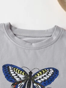 Tops con gái Lá thư Loại bướm Giải trí - Xám - Xem 5