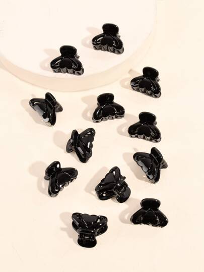 12pcs Heart Decor Hair Claw Casual Valentine's Day Valentines Claw Clips Hair Clips Hair Jaw Clip Hair Clamps Hair Clutch Hair Catcher Clip, Black Hair Accessories Fall Winter For Vacation Outfits Woman