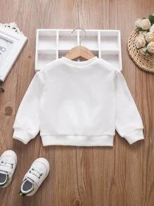 Baby Girl Heart & Letter Graphic Drop Shoulder Sweatshirt