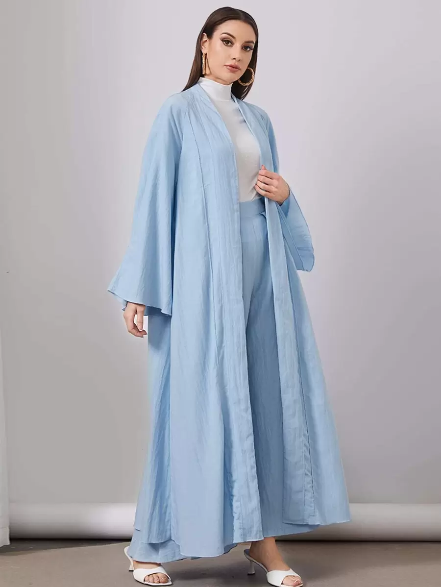 Al Najma Abaya de manga raglán con parte delantera abierta - Celeste - Ver 1