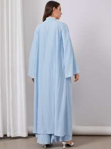 Al Najma Abaya de manga raglán con parte delantera abierta - Celeste - Ver 2