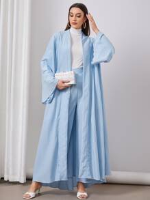 Al Najma Abaya de manga raglán con parte delantera abierta - Celeste - Ver 4