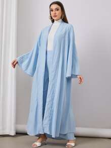 Al Najma Abaya de manga raglán con parte delantera abierta - Celeste - Ver 5