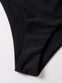 Cut Out One Shoulder Bikini - Black - View 5