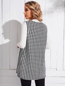 EMERY ROSE Open Front Gingham Coat