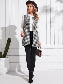 EMERY ROSE Open Front Gingham Coat