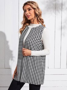 EMERY ROSE Open Front Gingham Coat