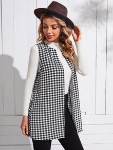 EMERY ROSE Open Front Gingham Coat