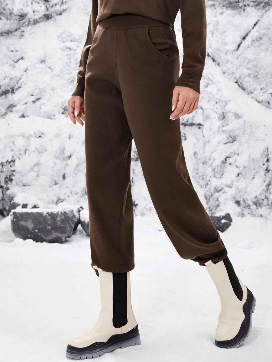 SHEIN EZwear 斜口袋針織長褲