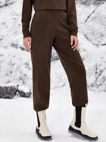 SHEIN EZwear 斜口袋針織長褲