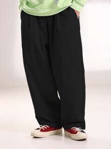 Manfinity EZcore Men Solid Wide Leg Trousers - Black - View 1