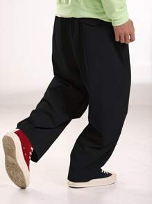 Manfinity EZcore Men Solid Wide Leg Trousers - Black - View 2