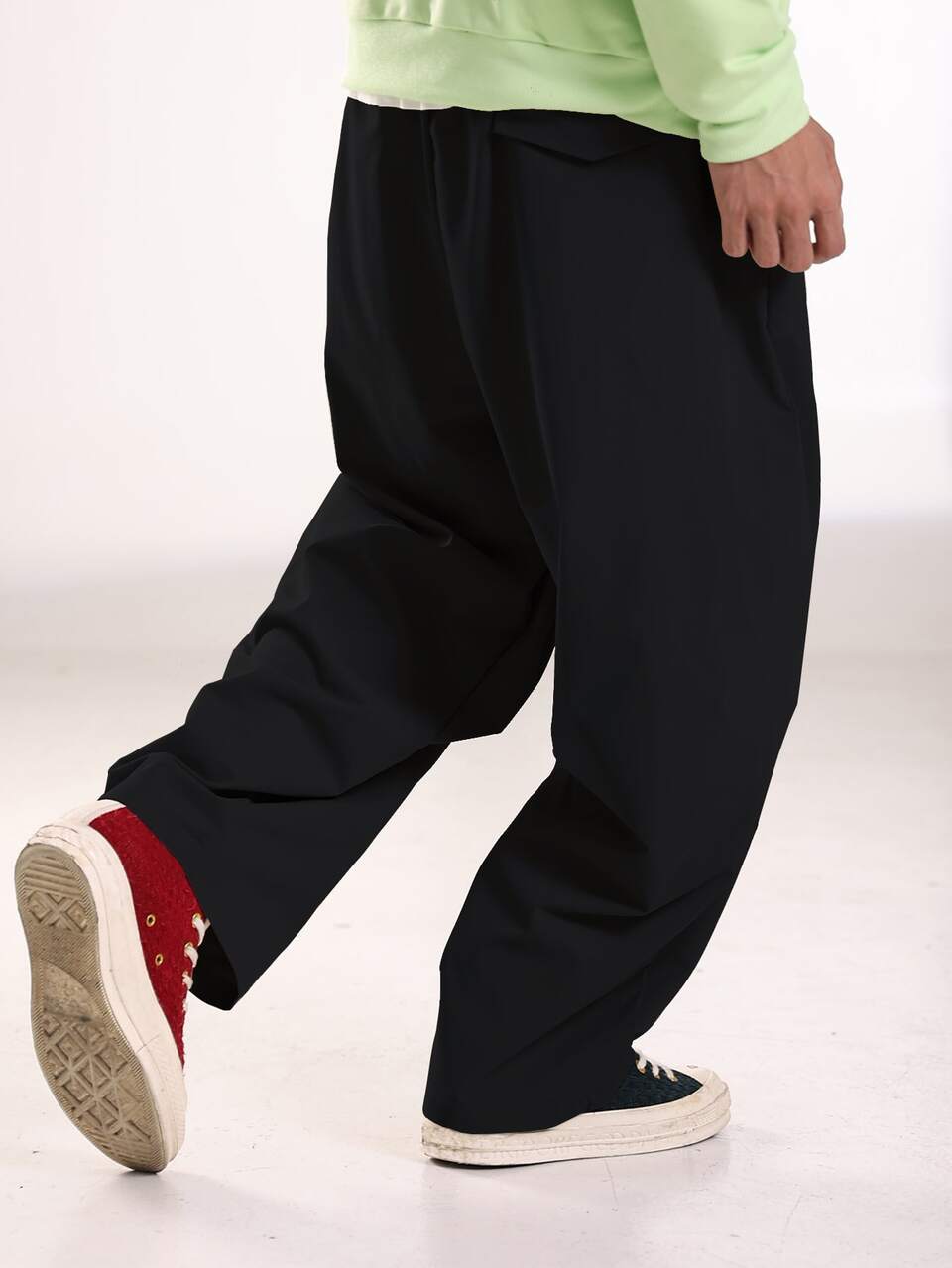 Loose Fit Men's Solid Color Wide Leg Pants, Fall