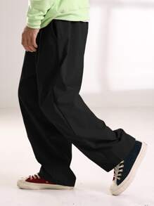 Manfinity EZcore Men Solid Wide Leg Trousers - Black - View 3