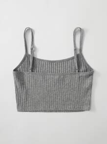 Muchica Rib-knit Crop Cami Top - Light Grey - View 2