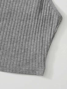 Muchica Rib-knit Crop Cami Top - Light Grey - View 3