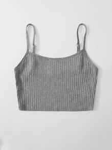 Muchica Rib-knit Crop Cami Top - Light Grey - View 4