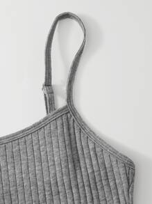 Muchica Rib-knit Crop Cami Top - Light Grey - View 5