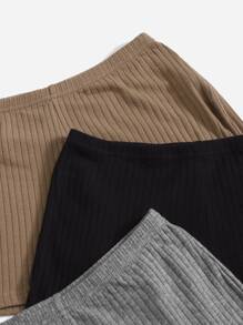 Muchica 4pcs Rib-knit Shorts - Multicolor - View 5