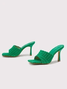 Xăng đan Cao gót Nữ màu trơn Đúng mốt - màu xanh lá - Xem 3