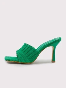Xăng đan Cao gót Nữ màu trơn Đúng mốt - màu xanh lá - Xem 4