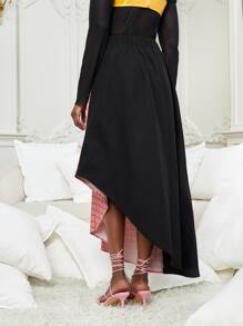 MOMI-KO 格紋印花不對稱下擺半身裙 - 彩色 - 查看 2