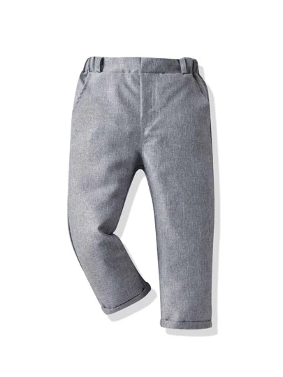 SHEIN Young Boy Roll Hem Slant Pocket Trousers