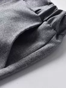 SHEIN 男小童反摺褲腳斜口袋長褲 - 灰色 - 查看 4