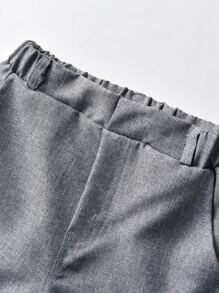 SHEIN 男小童反摺褲腳斜口袋長褲 - 灰色 - 查看 5