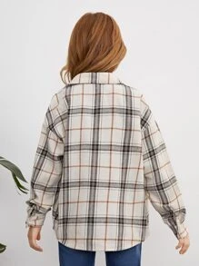 SHEIN Leap Crew NovaGlow Tween Girl Tween Girl 格子印花纽扣衬衫 - 彩色 - 查看 2