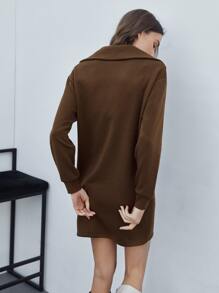 SHEIN Unity Sweatshirt Dress - Chocolate Brown - View 2