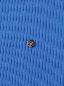 SHEIN Unity Button Front Lettuce Edge Bardot Dress - Royal Blue - View 4